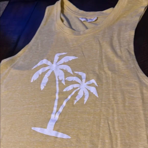 78 & Sunny Yellow Tank Top with Palm Tree Design XL - Picture 2 of 5